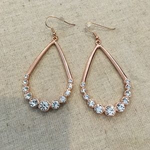 Drop Earrings Rose Gold Plated CZ Stones